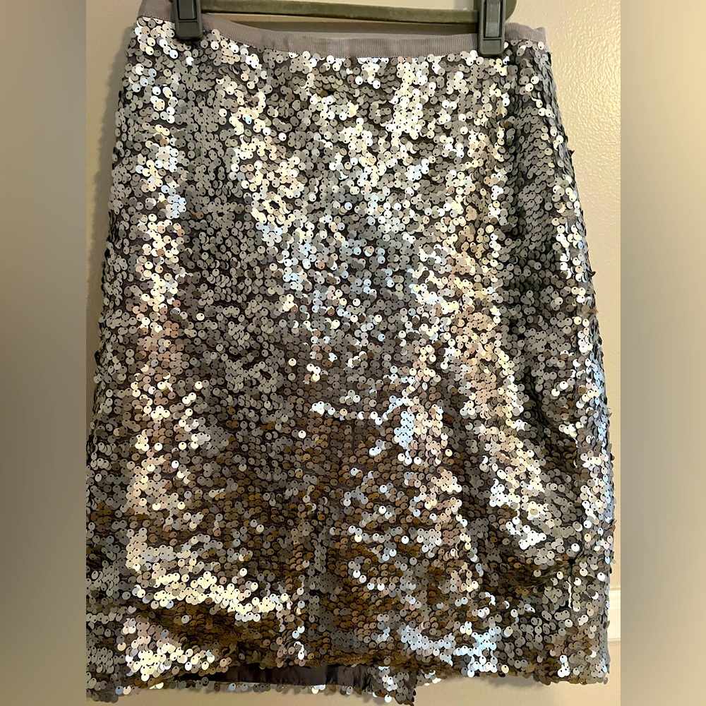 J crew silver sequin pencil skirt